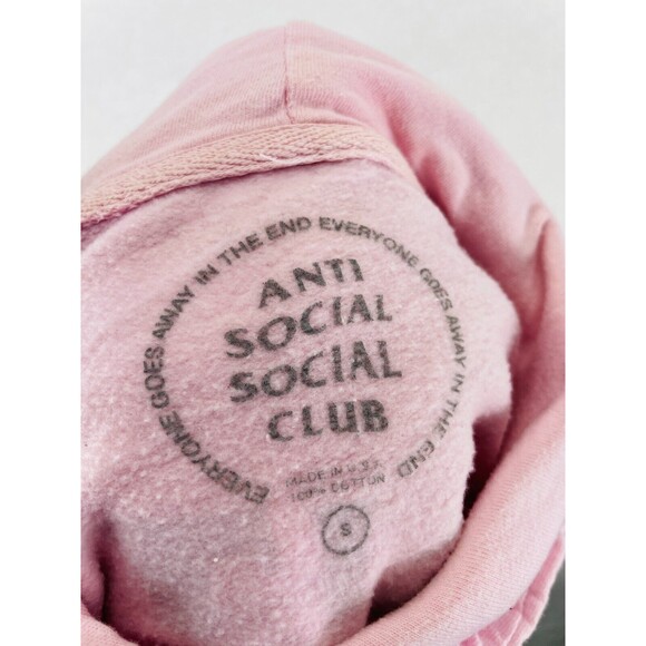Anti Social Social Club Bat Emoji Hoodie Women’s S Pink Graphic Pullover Street - Picture 12 of 12